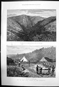 Old Antique Print De Kaap GFields In Transvaal Sheba Reef Mountain 1887 19th