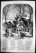 Old Antique Print Country Road Scene By Foster Two Horses Carriages 1850 19th