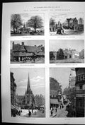 Antique Old Print Queens Visit To Birmingham Heath Park Deritend Bull St 1887