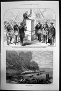 Antique Old Print Fire Leith Pier Queens Hospital Birmingham Lord Leigh 1871