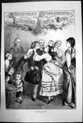 Original Old Antique Print A Christmas Welcome Edward Hughes 1871 Victorian