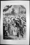 Original Old Antique Print A Christmas Dance A Long Time Ago Cj Staniland 1871