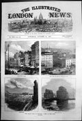 Antique Old Print Great Fire Chicago City Stockyards City Hall Clark St 1871