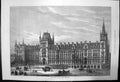 Original Old Antique Print Exterior Midland Railway Hotel Euston Road 1871 19th