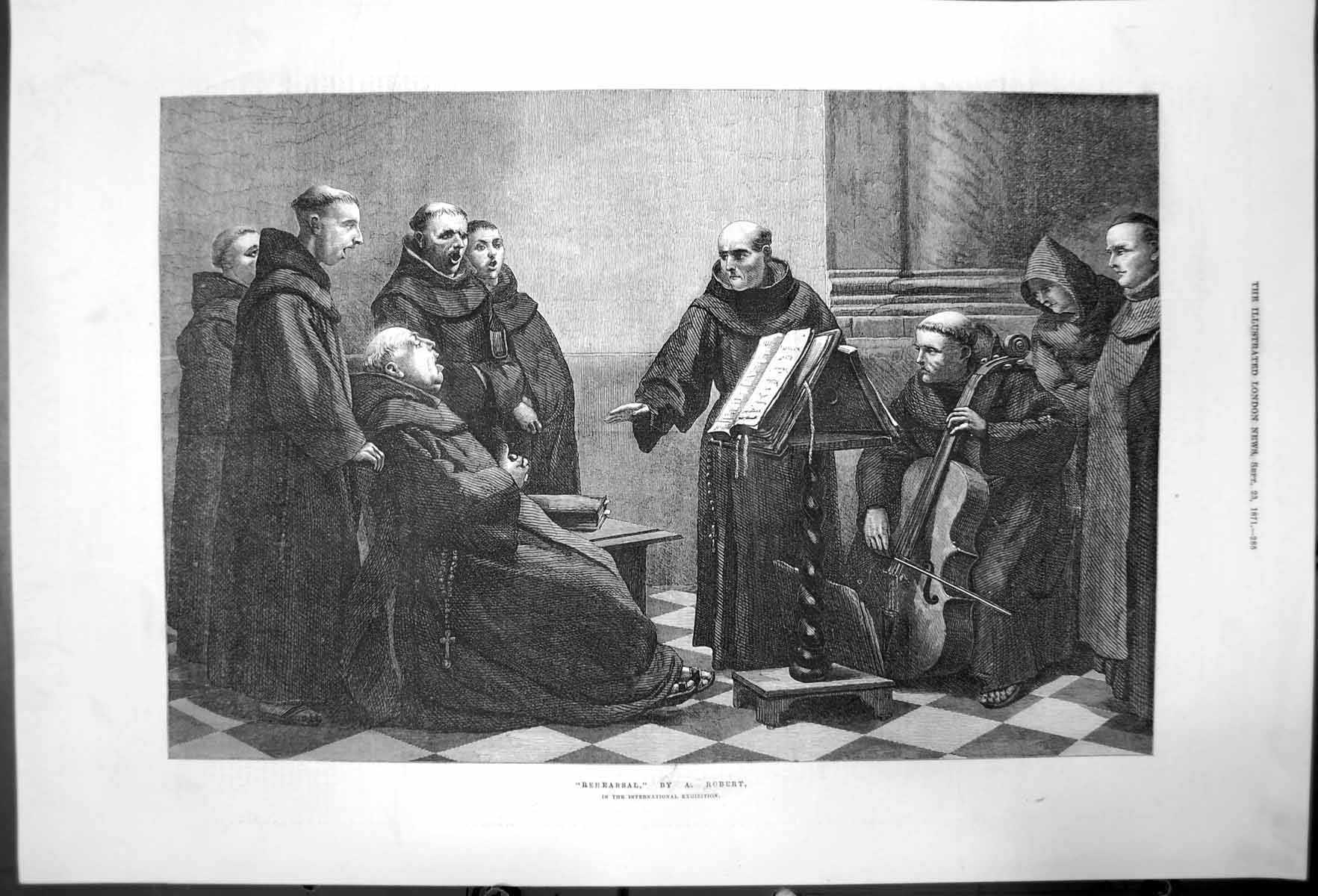 Original Old Antique Print Rehearsal A Robert International Exhibition 1871