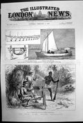 Old Antique Print Whale Boat Hm Stanley Maxim Automatic Machine Gun 1887 19th