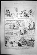 Original Old Antique Print Government Surveying New Zealand Sketches 1887 19th