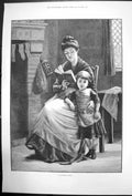 Old Antique Print A Wonderful Story Lady Reading Book To Young Child 1889 19th