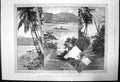 Original Old Antique Print Sketches Samoa Islands Pango Pango Harbour Apia 1889