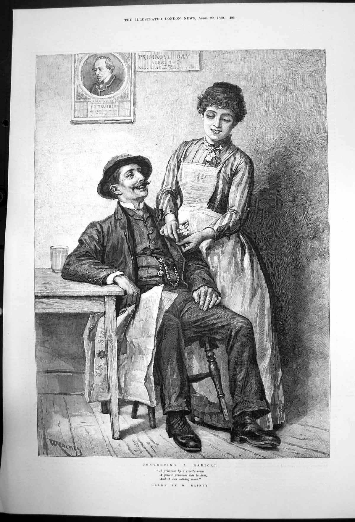 Old Antique Print Converting A Radical W Rainey Flower In Buttonhole 1889 19th