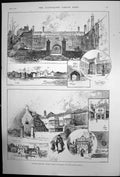 Antique Old Print Rambling Sketches Houghton Tower Lancashire Norwich 1889 19th