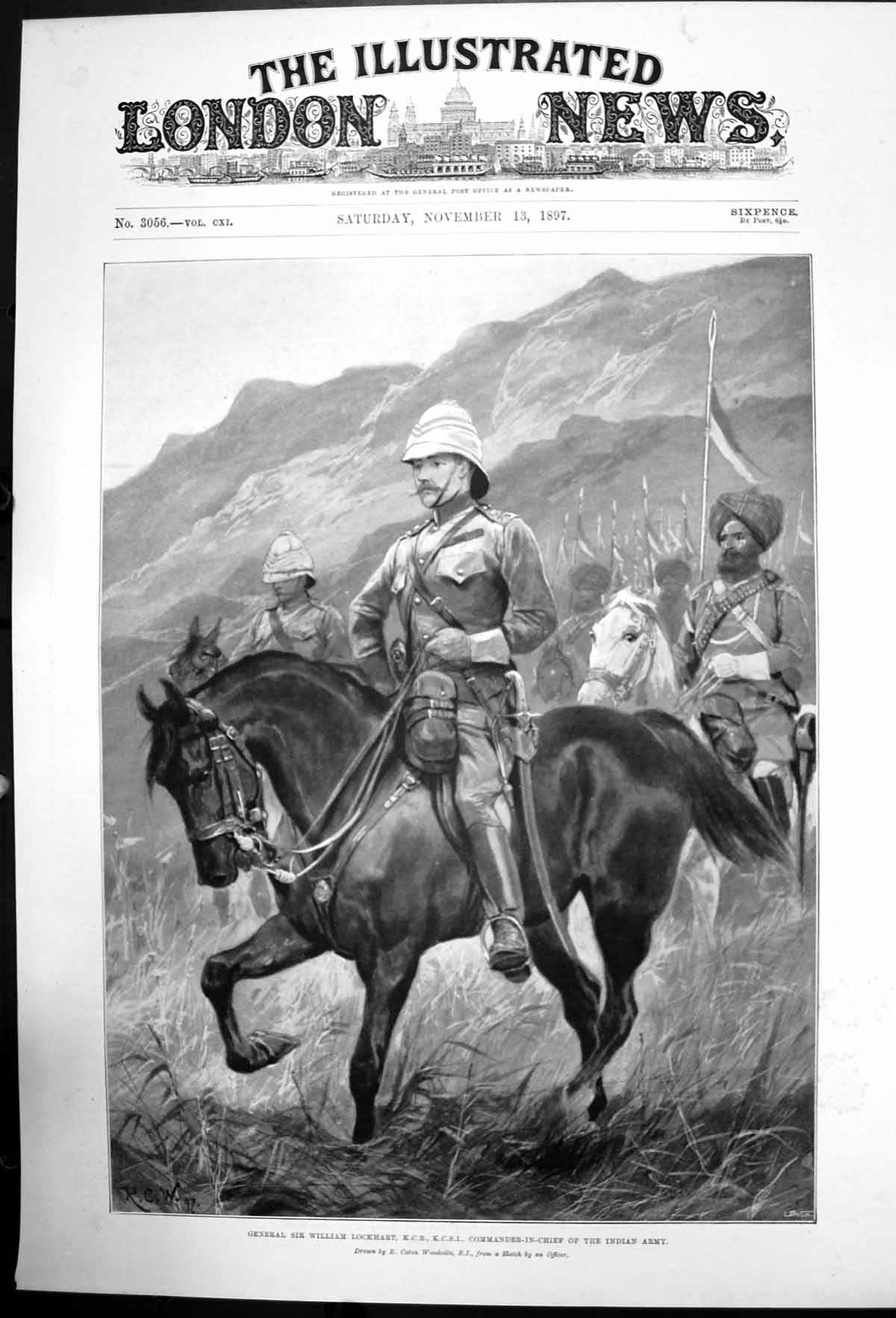 Antique Print Gen Sir William Lockhart Commander In Chief Indian Army 1897 19th
