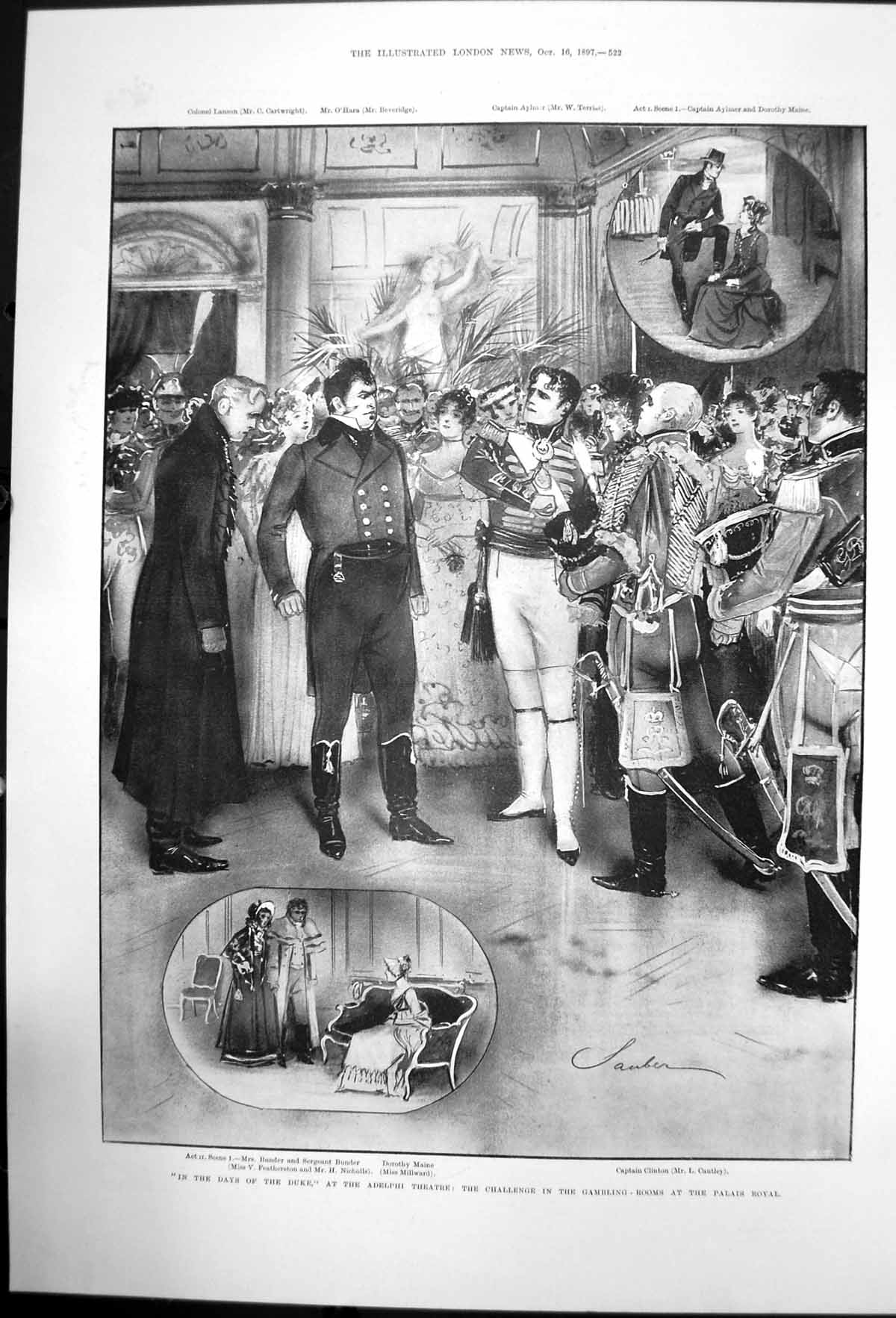 Old Antique Print In The Days The Duke Adelphi Theatre Palais Royal 1897 19th