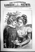 Original Old Antique Print Her First Mistletoe Drawn By Marcella Walker 1897