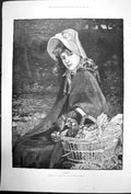 Antique Old Print Chickens Wh Gadsby Suffolk St Exhibition Girl Chickens 1891