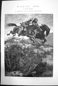 Antique Old Print Eagle Joe Rc Woodville Two Men Riding Horses Prairie C1891