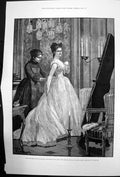 Antique Old Print Rc Woodville Sarah Admiring Herself In Cheval Glass 1891 19th