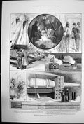 Original Old Antique Print Sketches Royal Naval Exhibition Chelsea 1891 19th
