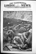 Antique Old Print Indian Frontier Rising A Sniping Affair By The Camp 1898 19th
