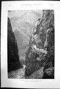 Antique Old Print Fraser Canyon Cascade Mountain Range British Columbia 1892