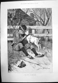 Antique Old Print A Great Secret Gabriel Nicolet Child Boy Dog Garden 1895 19th