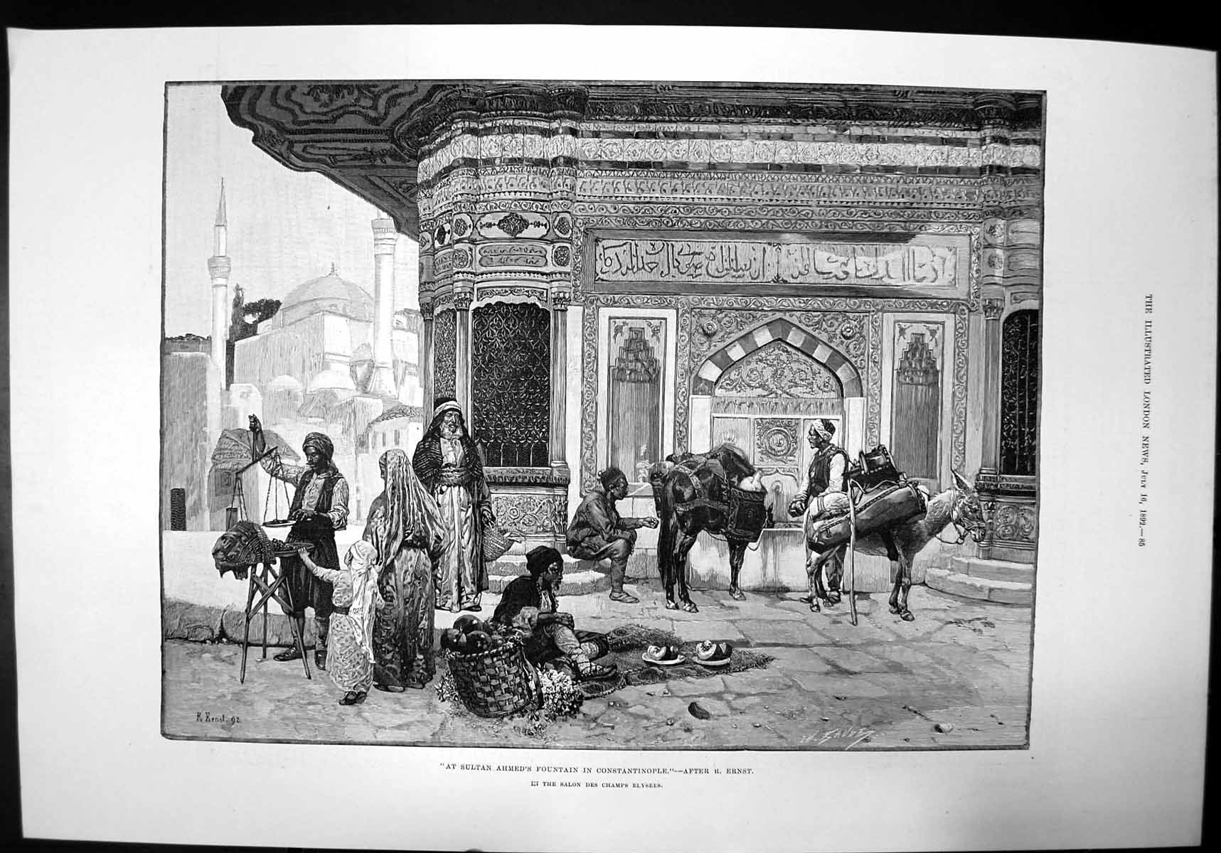Old Sultan Ahmeds Fountain Constantinople Ottoman Empire Arabic 1892 Victorian