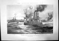Old Print Spanish American War Destruction Admiral Cervera Santiago 1898 19th