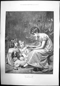 Old Once Upon A Time Edith Scannell Children Reading Dog Garden 1898 Victorian