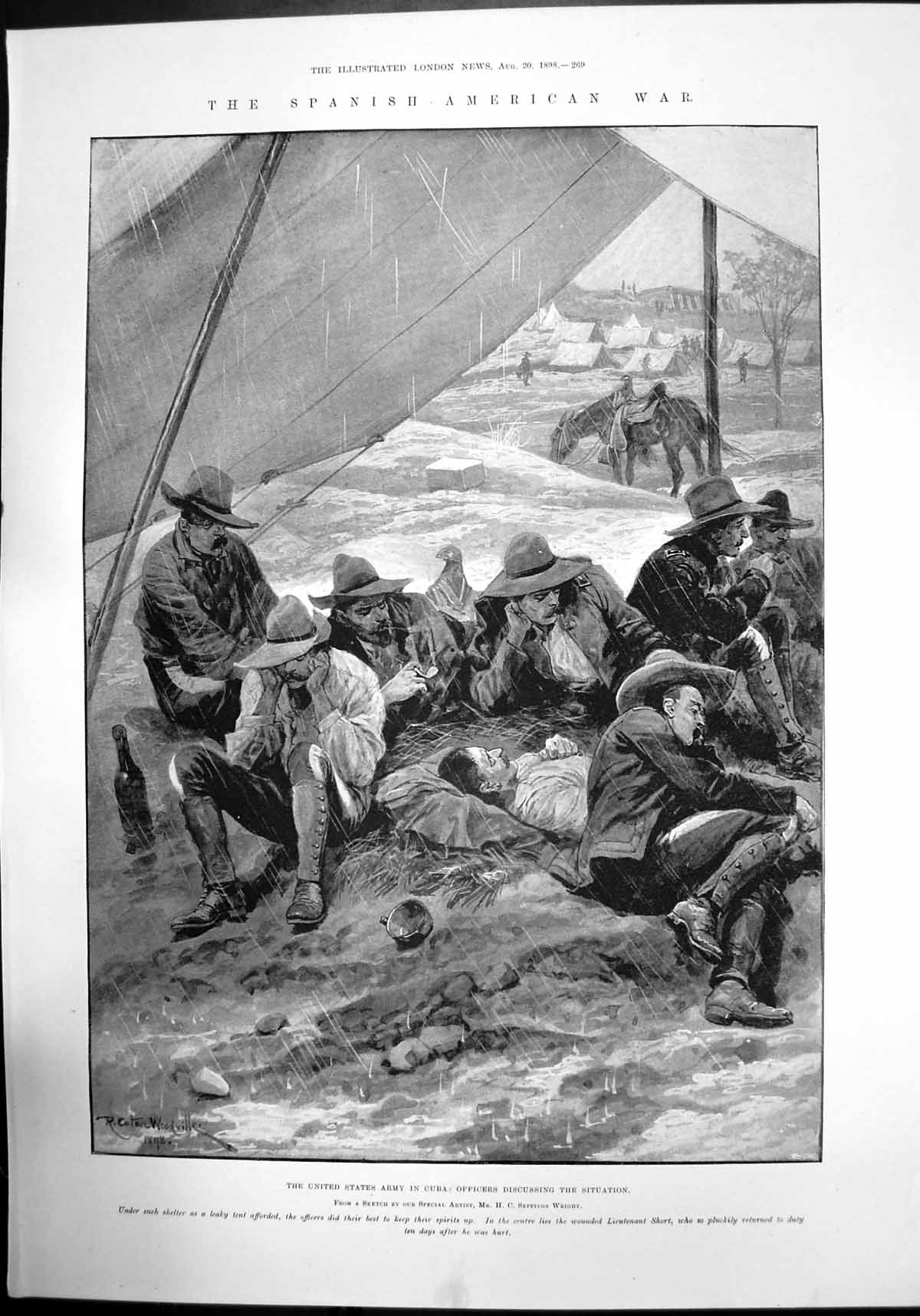 Old Spanish American War America Army In Cuba Officers Tent Rain 1898 Victorian
