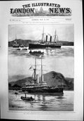 Old Print The Naval Manoeuvres Sanspareil Berehaven Harbour Pearson 1897 19th