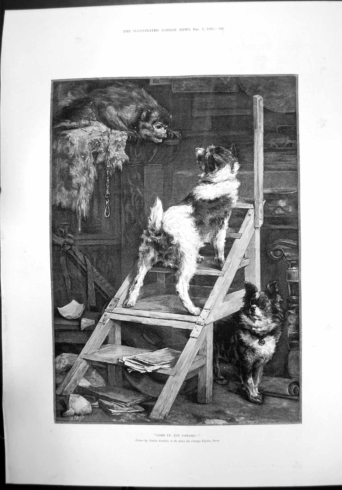 Old Come Up You Coward Charles Duchene Salon Champ Elysees Paris 1895 Victorian