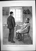 Old Print A Difficult Case Country Doctor Rustic Patient Surgery Men 1895 19th