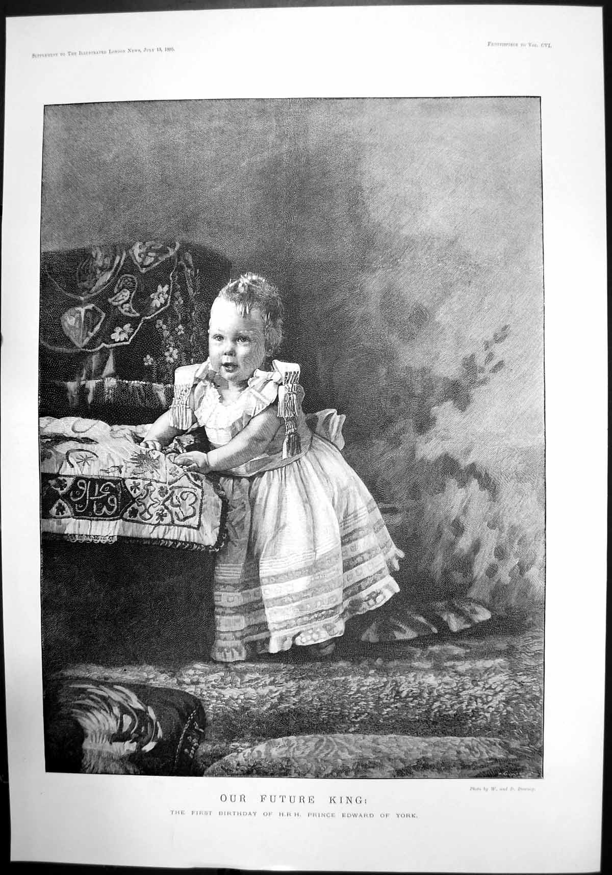 Antique Old Print Our First King First Birthday Hrh Prince Edward York 1895