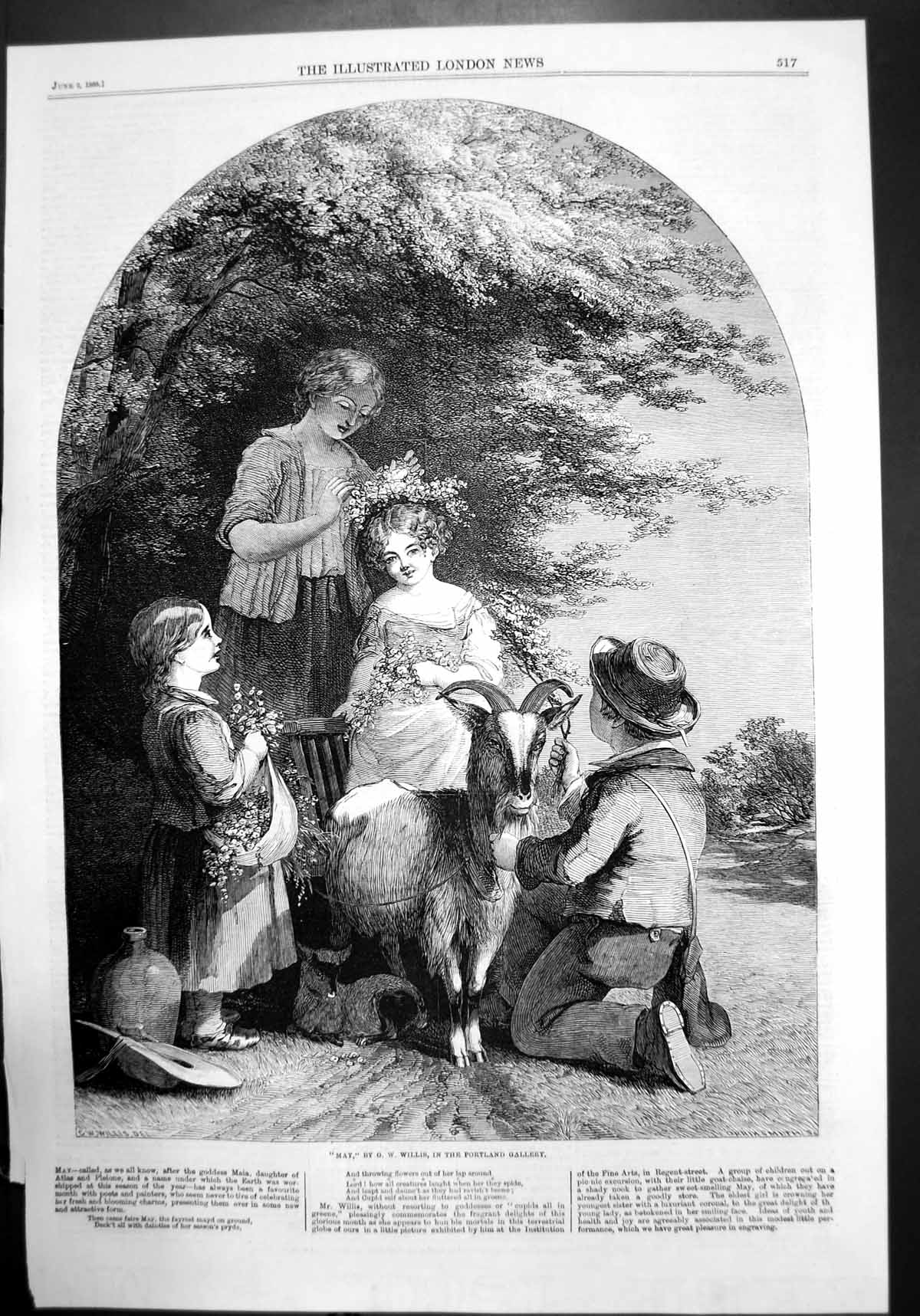 Old May By Gw Willis In The Portland Gallery Children Goat Sheep 1860 Victorian