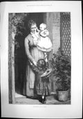 Antique Print Dethroned By Ja Clarke Woman Child Baby Sketch Doorstep 1890 19th