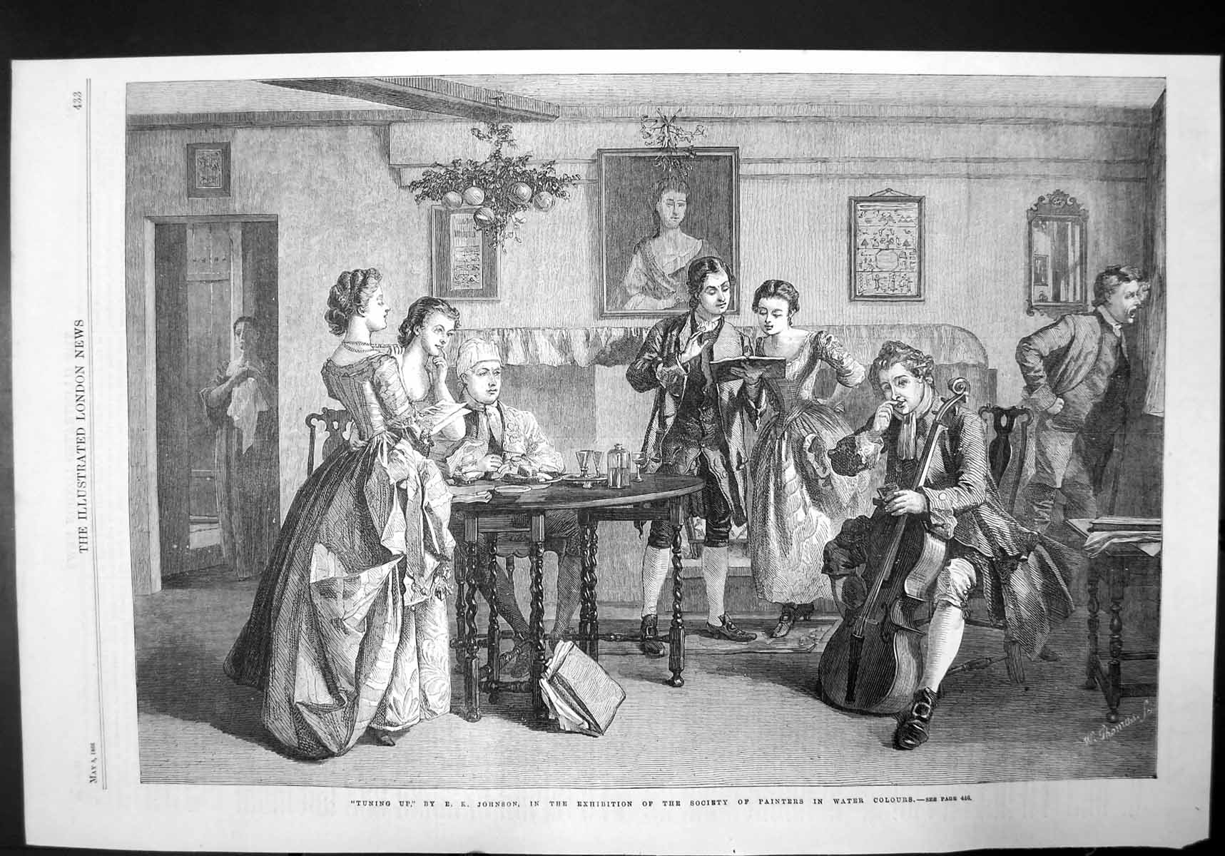 Old Tuning Up Ek Johnson Exhibition Society Painter Water Colour 1866 Victorian