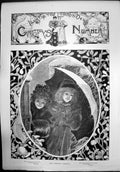 Antique Old Print With Christmas Greetings Children Winter Snow Umbrella 1895