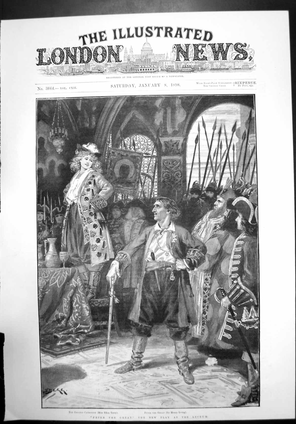 Old Print Peter The Great The New Play At The Lyceum Acting Theatre 1898 19th