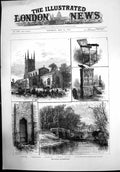 Old Print The Wycliff Quincentenary Lutterworth Church Chair Pulpit 1884 19th