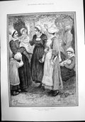 Antique Print Sunday Morning On The Cote De Grace Honfleur By Hennessy 1884