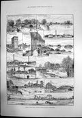 Antique Old Print London Water Supply East London Companys Waterworks 1884 19th