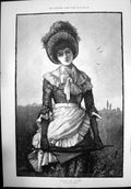 Old Across The Fields Drawn By Gl Seymour Woman Portrait Sketch 1884 Victorian