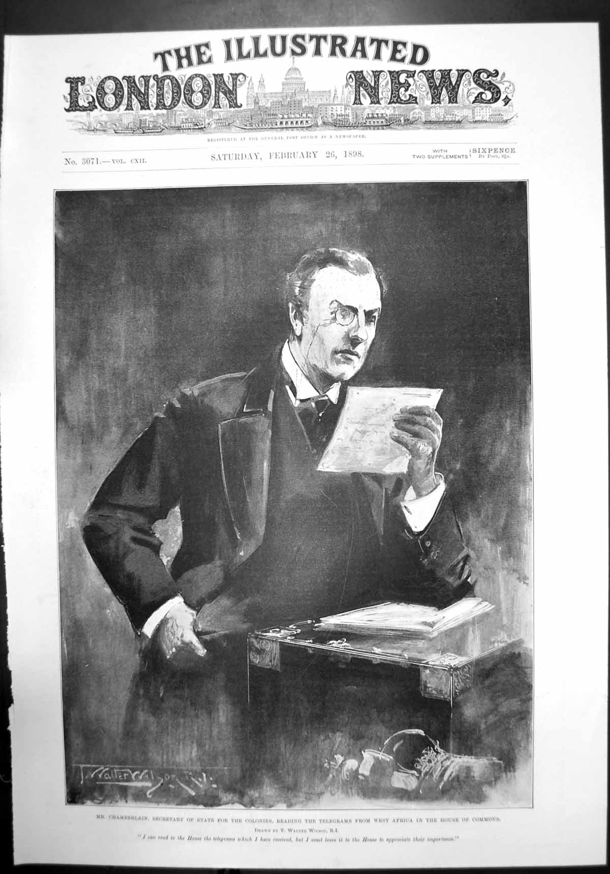 Antique Print Chamberlain Secretary Colonies West Africa House Commons 1898