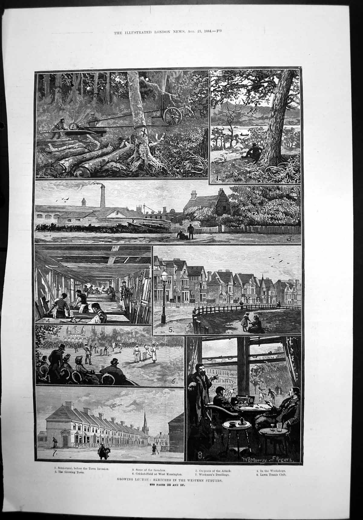 Old Print Growing London Sketches In The Western Suburbs Kensington 1884 19th