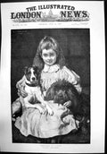 Antique Print Bosom Friends By Ct Garland Young Girl Dog Royal Academy 1890