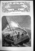 Antique Old Print On The CNorth Sea Drawn By E Duncan Good Intent Waves 1868