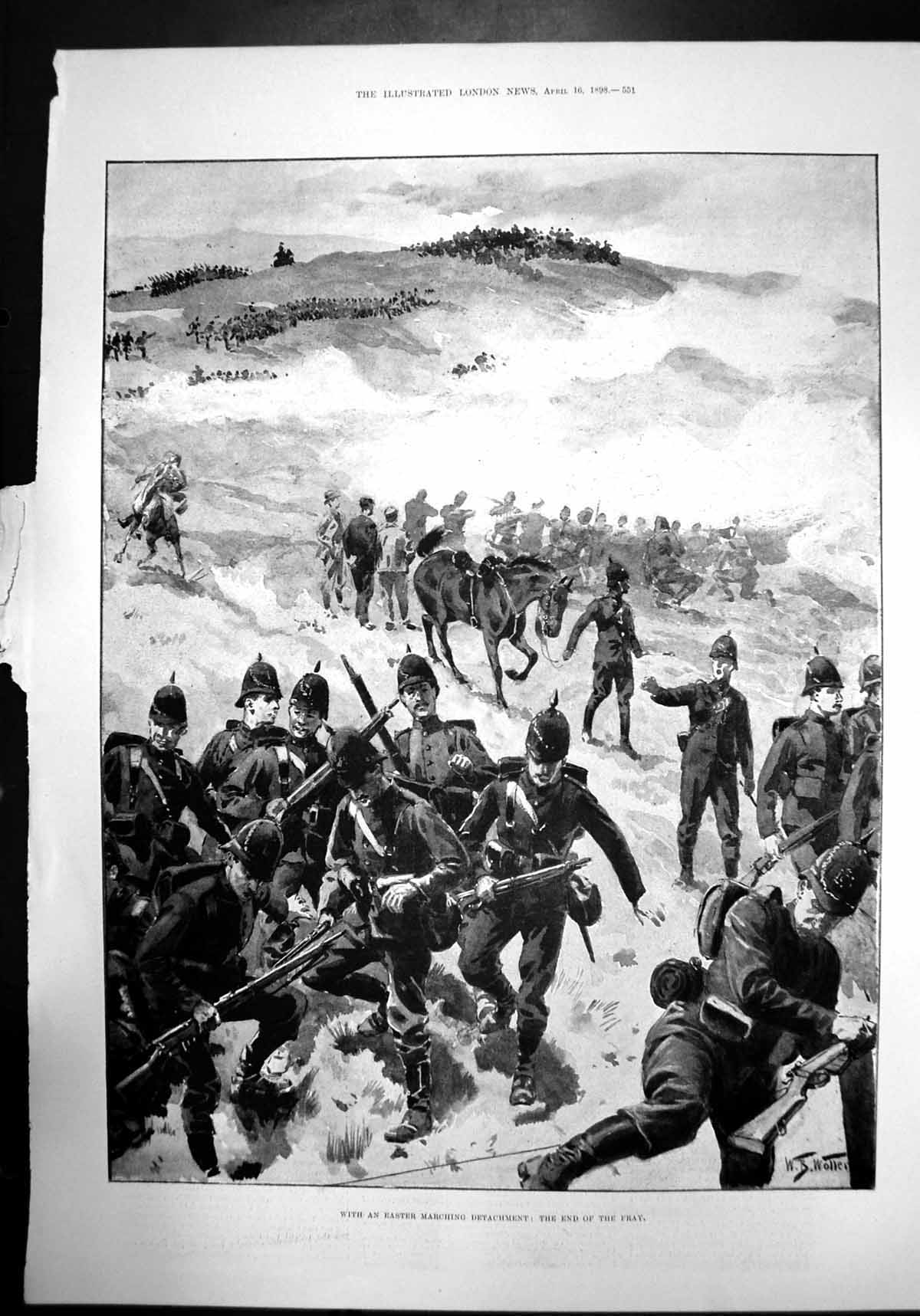 Antique Print With An Easter Marching Detatchment End The Fray Siers 1898 19th