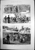 Old Print Convict Life Dartmoor Work Quarries Scavengers Princetown 1884 19th