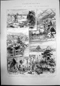 Antique Print Sketches Life In Queensland Natives Townsville Shepherds 1884