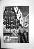 Antique Print Inside A Lighthouse Beachy Head Sussex 1884 Cliffs Sea Keeper